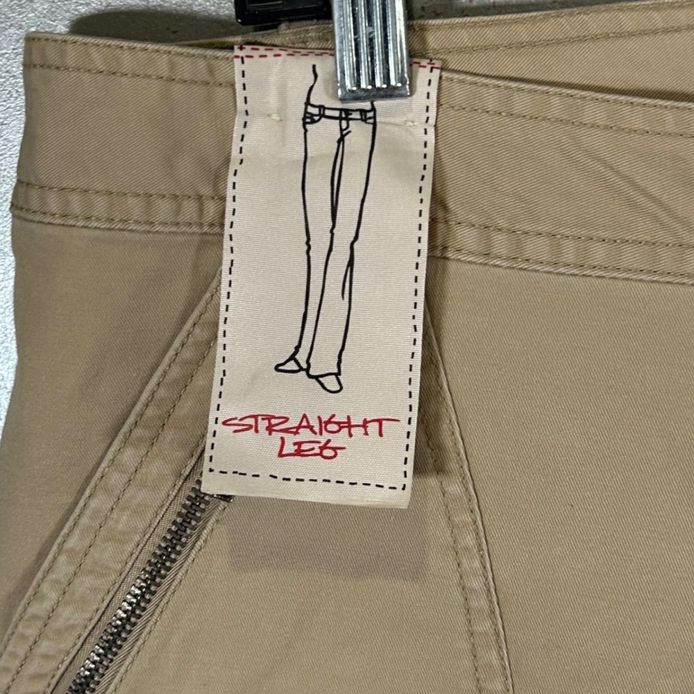 Mossimo Supply Co Womens Khaki Tan Straight Leg Cargo Pants Size 17 Zip Pockets - Picture 3 of 10